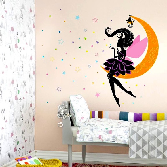 *Out of Stock* 3D Flower Fairy Moon Stars Decorative Wall Sticker - Picture 1 of 14